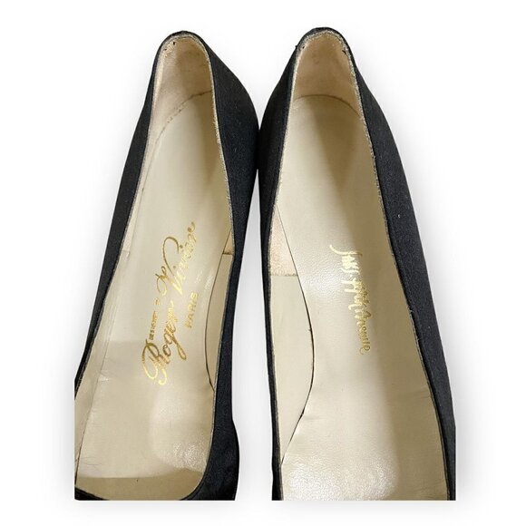 VIntage Roger Vivier black satin pumps with emberlishment, size 7 1/2 AA, in ori - Picture 14 of 16